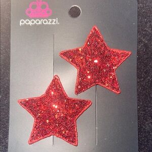 NWT 2 Red Flashy Stars Hair Clips(Last Ones)